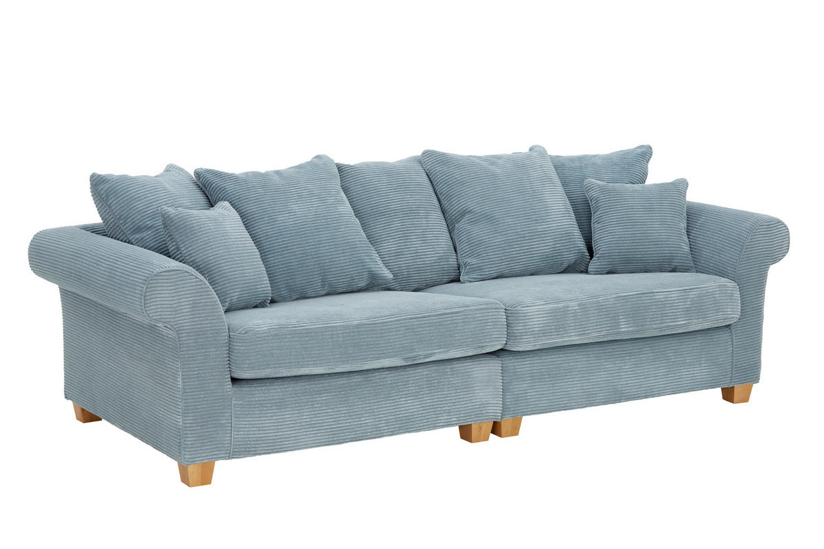 BIG SOFFA i manchester ljusblå  - ljusblå/ekfärgad, Lifestyle, trä/textil (264/70/111cm) - Livetastic