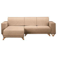 ECKSOFA in Textilgeflecht Beige  - Wengefarben/Beige, Design, Holz/Textil (257/174cm) - Livetastic