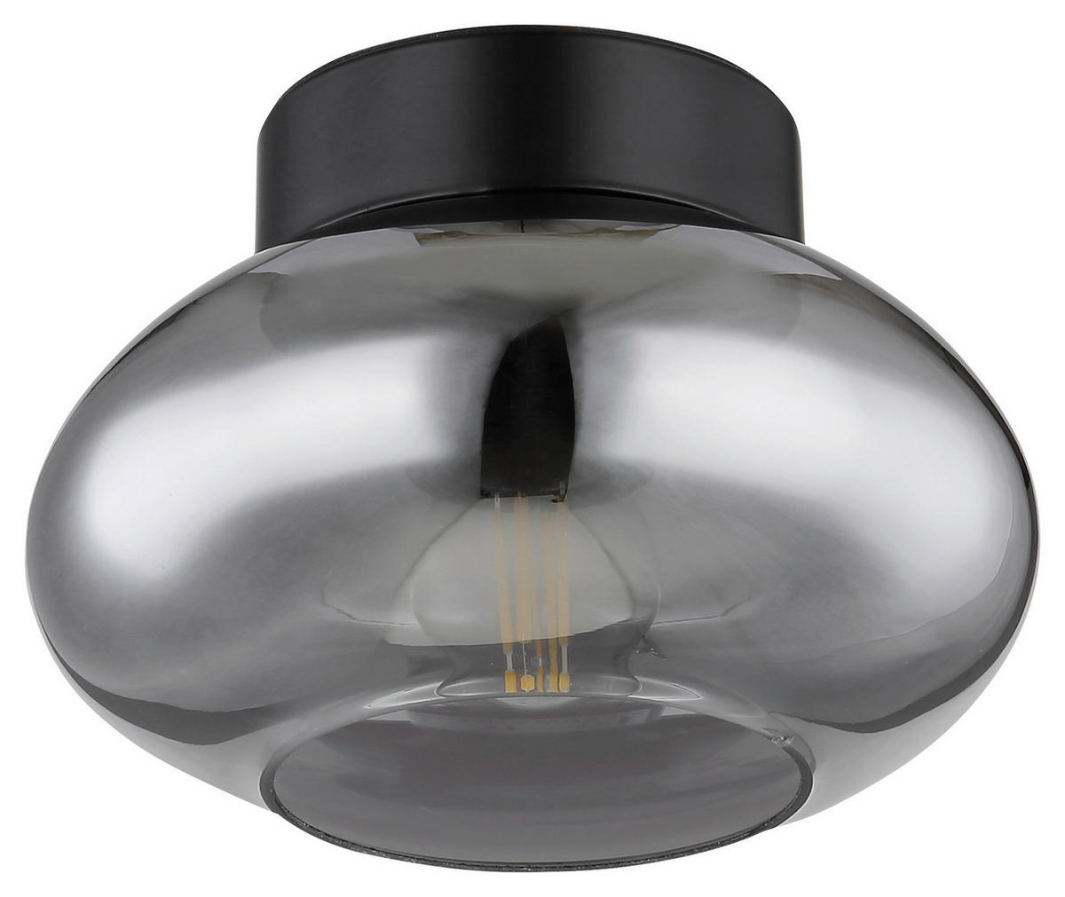 DECKENLEUCHTE 18/13 cm   - Schwarz, Design, Glas/Metall (18/13cm) - Novel