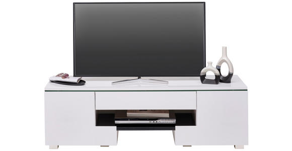 LOWBOARD  in 140/44/40 cm  - Silberfarben/Weiß, Design, Glas/Holzwerkstoff (140/44/40cm) - Carryhome