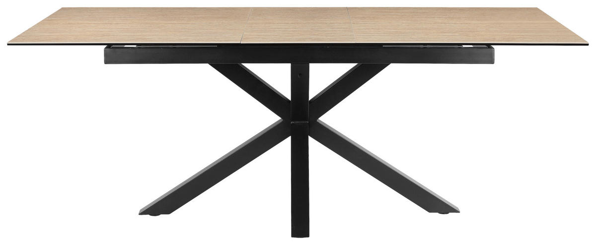 ESSTISCH 168-210/90/76 cm  Metall, Glas, Keramik ausziehbar rechteckig Schwarz, Beige  - Beige/Schwarz, MODERN, Glas/Keramik (168-210/90/76cm) - MID.YOU