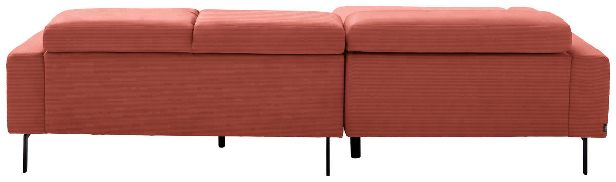 ECKSOFA Cord Koralle  - Koralle/Schwarz, Design, Textil/Metall (293/215-217cm) - Schöner Wohnen