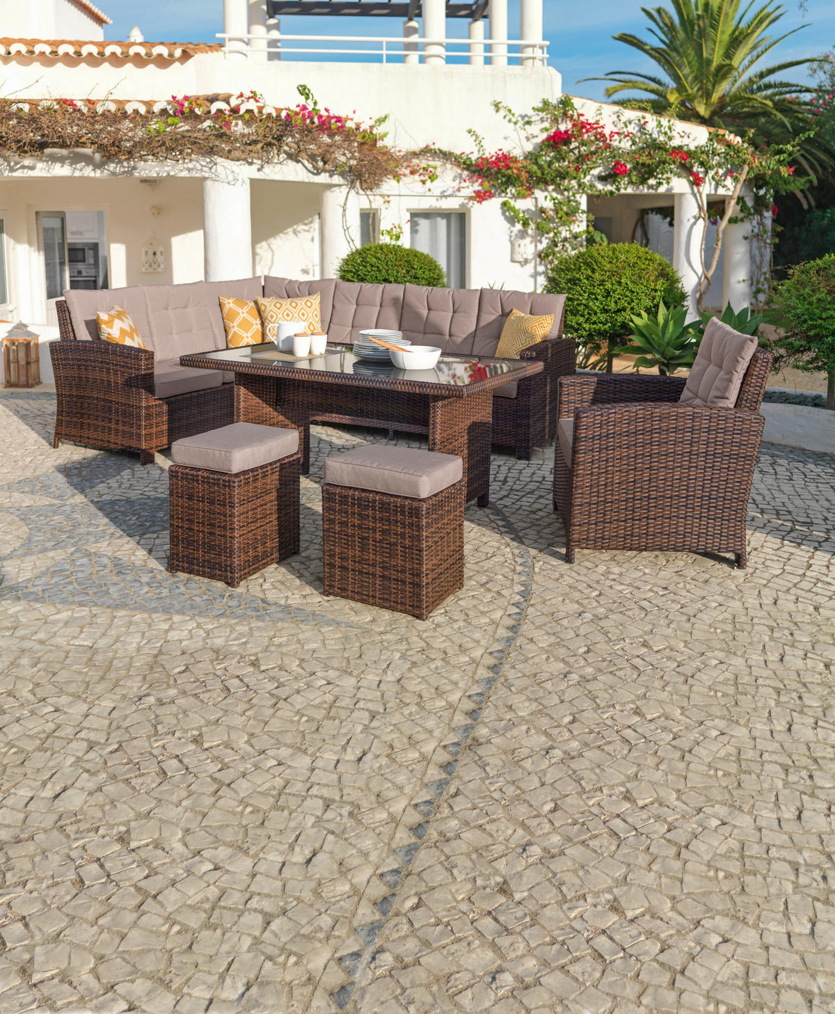 ZAHRADNÍ SADA 22dílné, kov, plast, sklo, textil - hnědá/béžová, Romantický / Rustikální, kov/textil - Ambia Garden