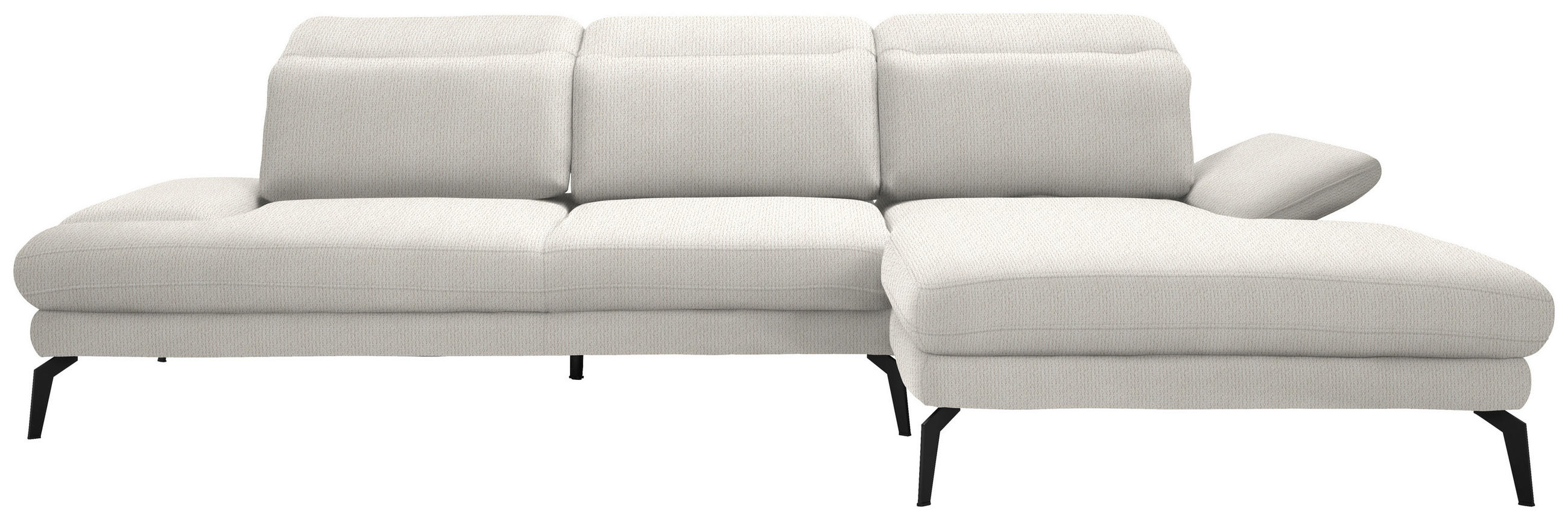 ECKSOFA Creme Webstoff  - Creme/Schwarz, Design, Textil/Metall (289/180cm) - Stylife