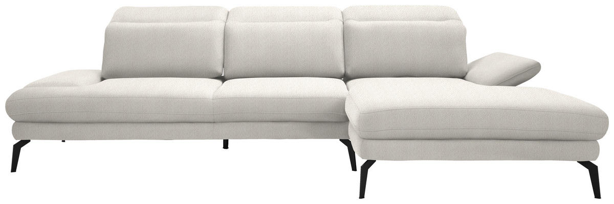 ECKSOFA in Webstoff Creme  - Creme/Schwarz, Design, Textil/Metall (289/180cm) - Stylife