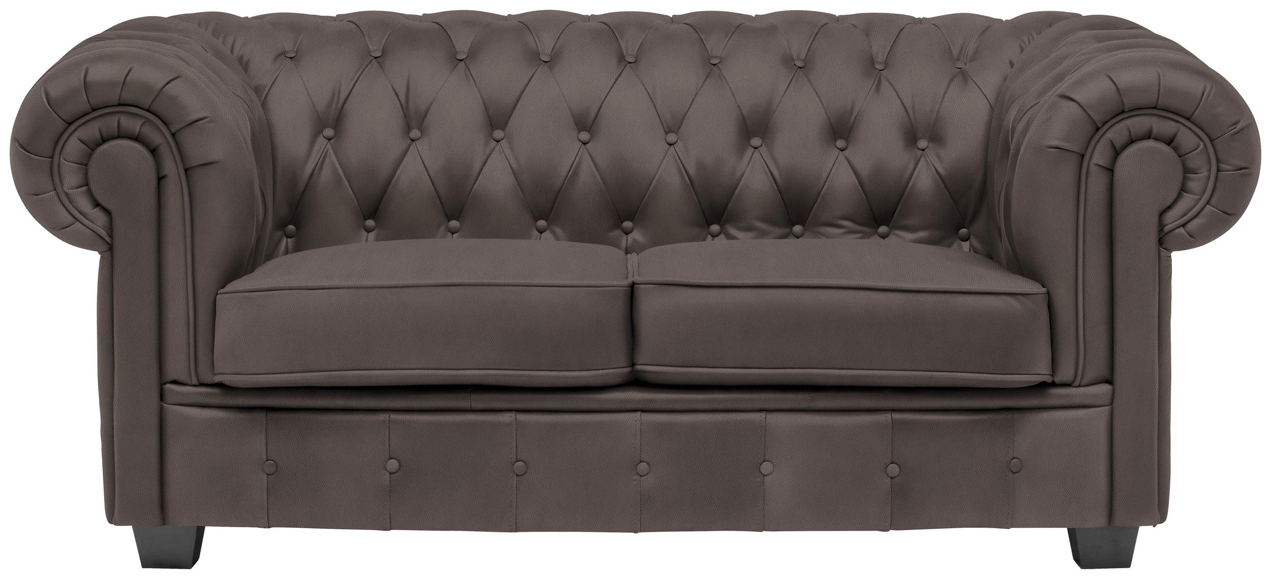 CHESTERFIELD-SOFA in Lederlook Graubraun  - Wengefarben/Graubraun, Lifestyle, Holz/Textil (180/76,5/96cm) - Landscape