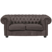 CHESTERFIELD-SOFA in Lederlook Graubraun  - Wengefarben/Graubraun, Lifestyle, Holz/Textil (180/76,5/96cm) - Landscape