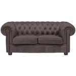 CHESTERFIELD-SOFA in Lederlook Graubraun  - Wengefarben/Graubraun, LIFESTYLE, Holz/Textil (180/76,5/96cm) - Landscape