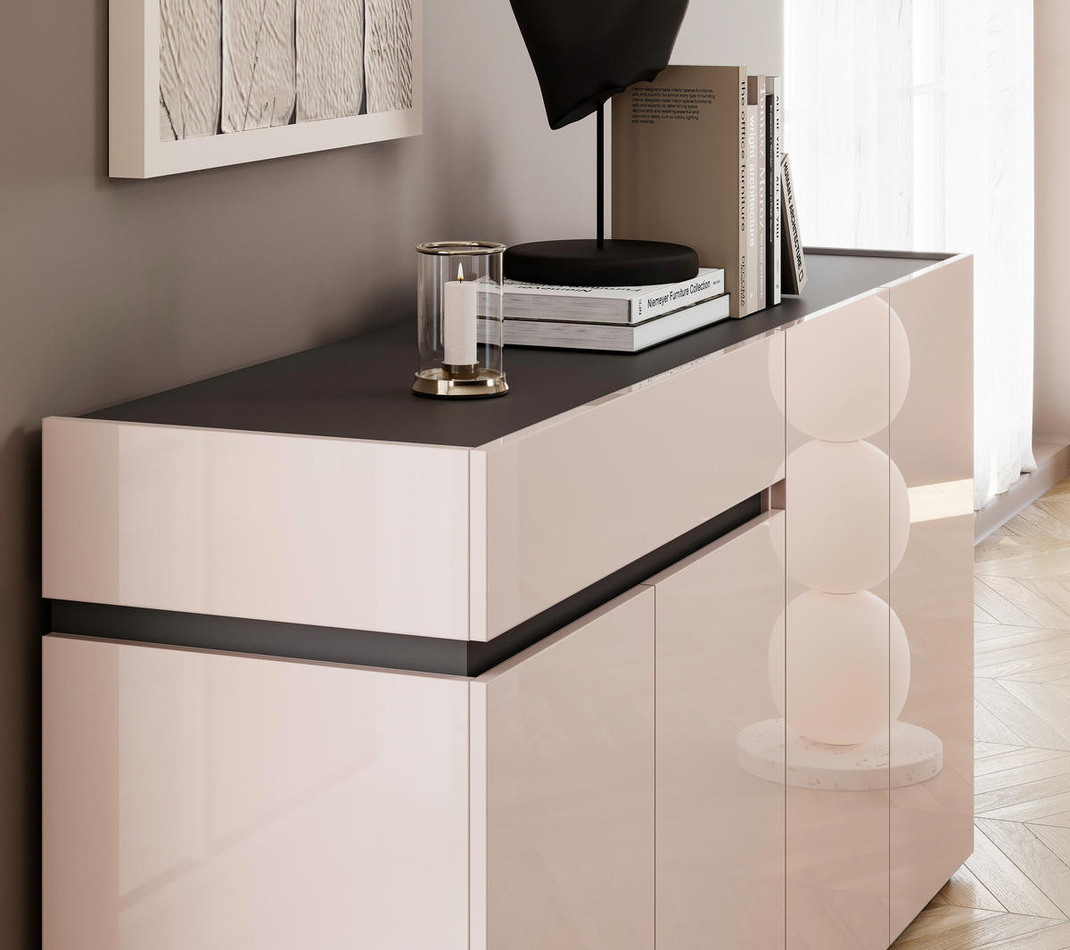 SIDEBOARD  160,2/80,1/42,6 cm 1 Schublade(n)  - Kaschmir/Anthrazit, Design, Holzwerkstoff/Kunststoff (160,2/80,1/42,6cm) - Voleo