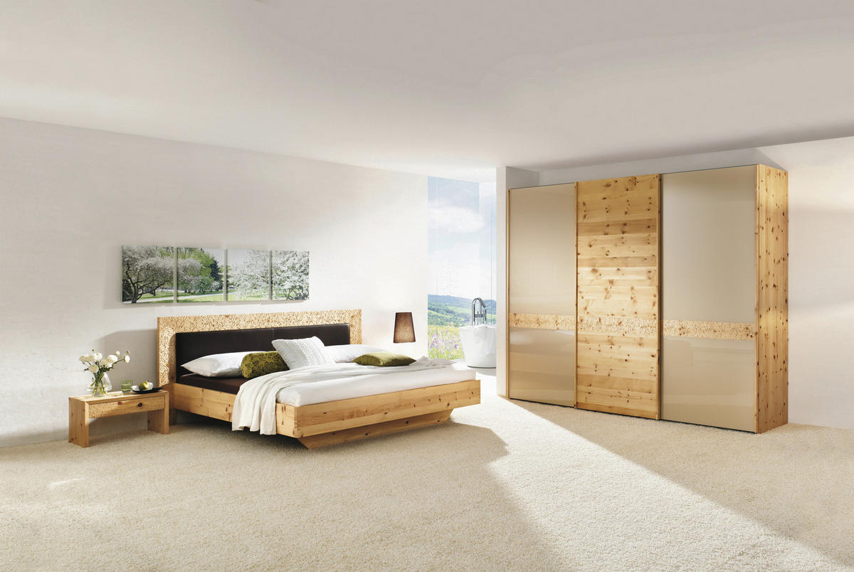SCHLAFZIMMER  in Zirbelkieferfarben, Birkefarben  - Zirbelkieferfarben/Birkefarben, Design, Glas/Holz - Anrei