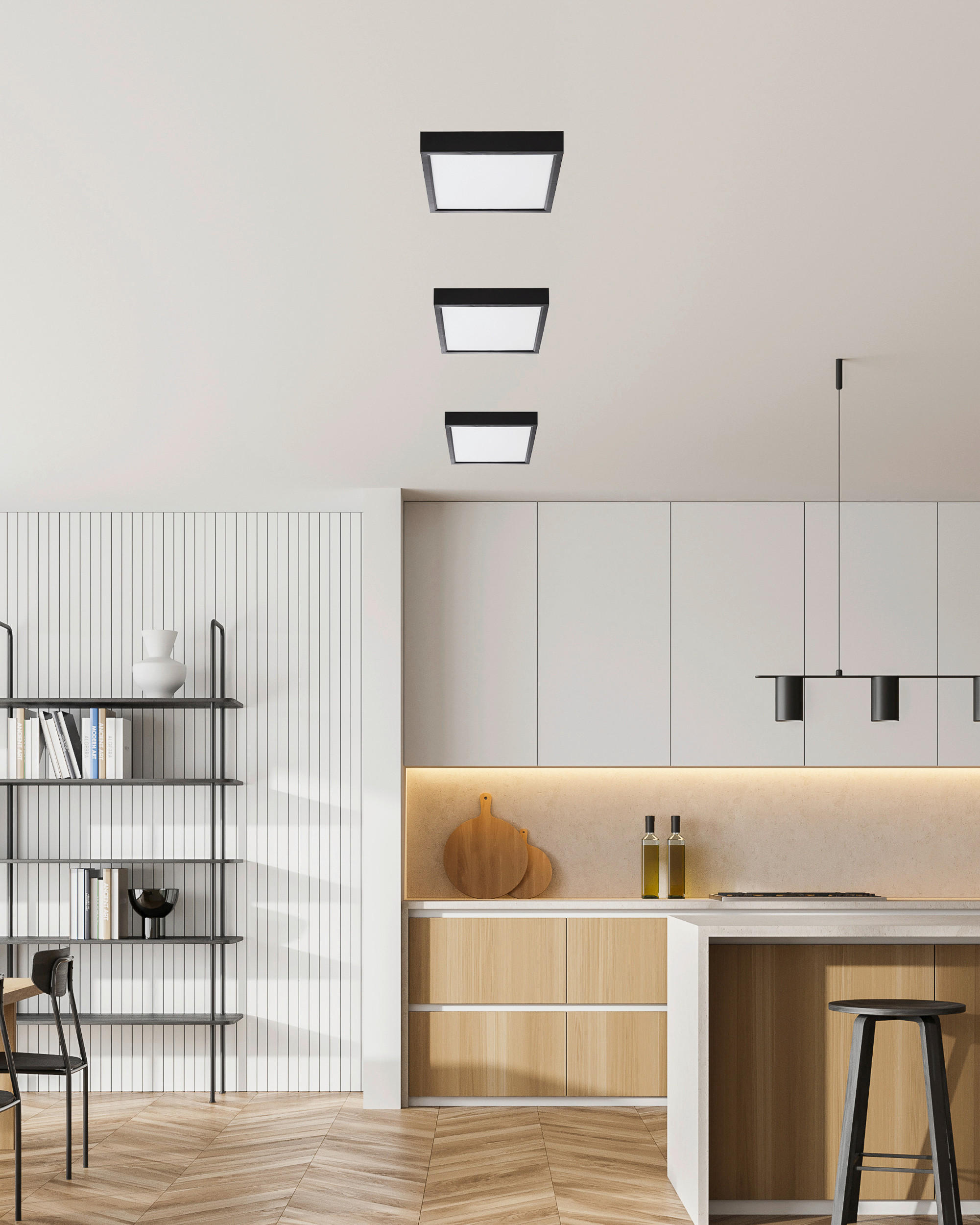 LED-DECKENLEUCHTE 30/30/3,6 cm   - Opal/Schwarz, Basics, Kunststoff/Metall (30/30/3,6cm) - Globo