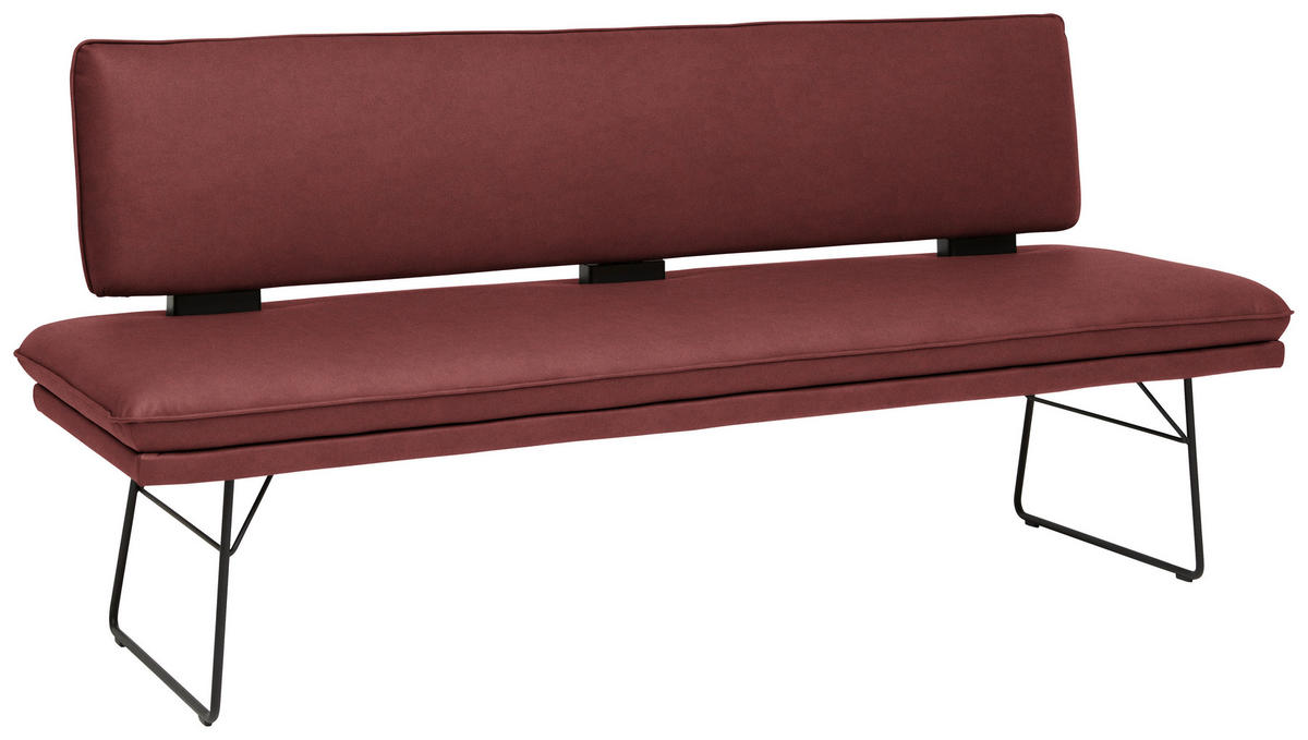 SITZBANK Metall, Textil Schwarz, Bordeaux  - Bordeaux/Schwarz, Design, Textil/Metall (195/91/65cm) - Dieter Knoll