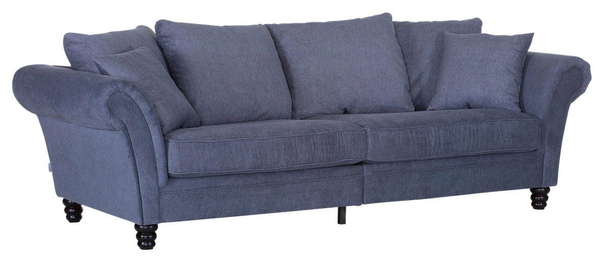 BIGSOFA in Flachgewebe Dunkelgrau  - Dunkelgrau/Dunkelbraun, Konventionell, Holz/Textil (270/80/110cm) - Livetastic