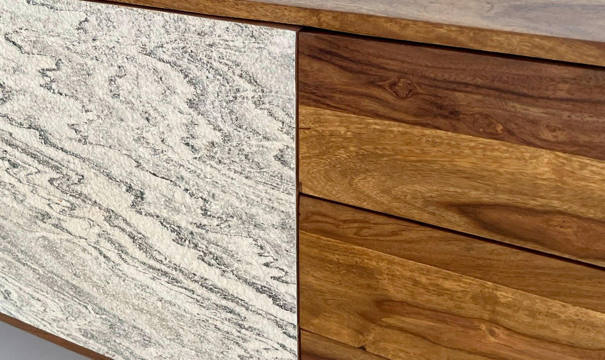 SIDEBOARD  in 175/71/40 cm  - Sheeshamfarben/Schwarz, Natur, Holz/Metall (175/71/40cm) - Livetastic