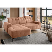 ECKSOFA Koralle Chenille  - Koralle/Schwarz, MODERN, Textil/Metall (180/258cm) - Livetastic