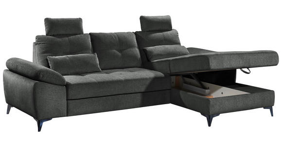ECKSOFA Anthrazit Mikrovelours - Chromfarben/Anthrazit, KONVENTIONELL, Kunststoff/Textil (270/170cm) - Carryhome