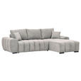 ECKSOFA Hellgrau Flachgewebe  - Hellgrau/Schwarz, KONVENTIONELL, Holz/Textil (275/180cm) - Carryhome