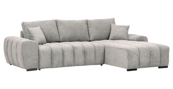 ECKSOFA Hellgrau Flachgewebe  - Hellgrau/Schwarz, KONVENTIONELL, Holz/Textil (275/180cm) - Carryhome