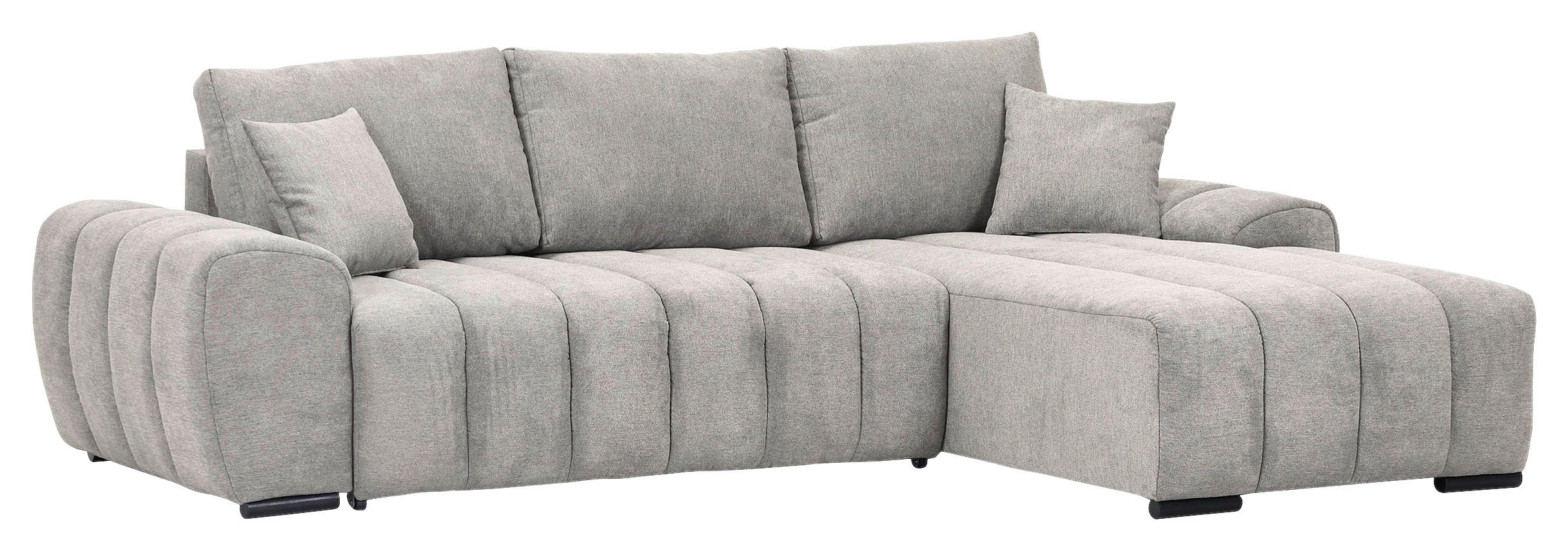 ECKSOFA Hellgrau Flachgewebe  - Hellgrau/Schwarz, KONVENTIONELL, Holz/Textil (275/180cm) - Carryhome