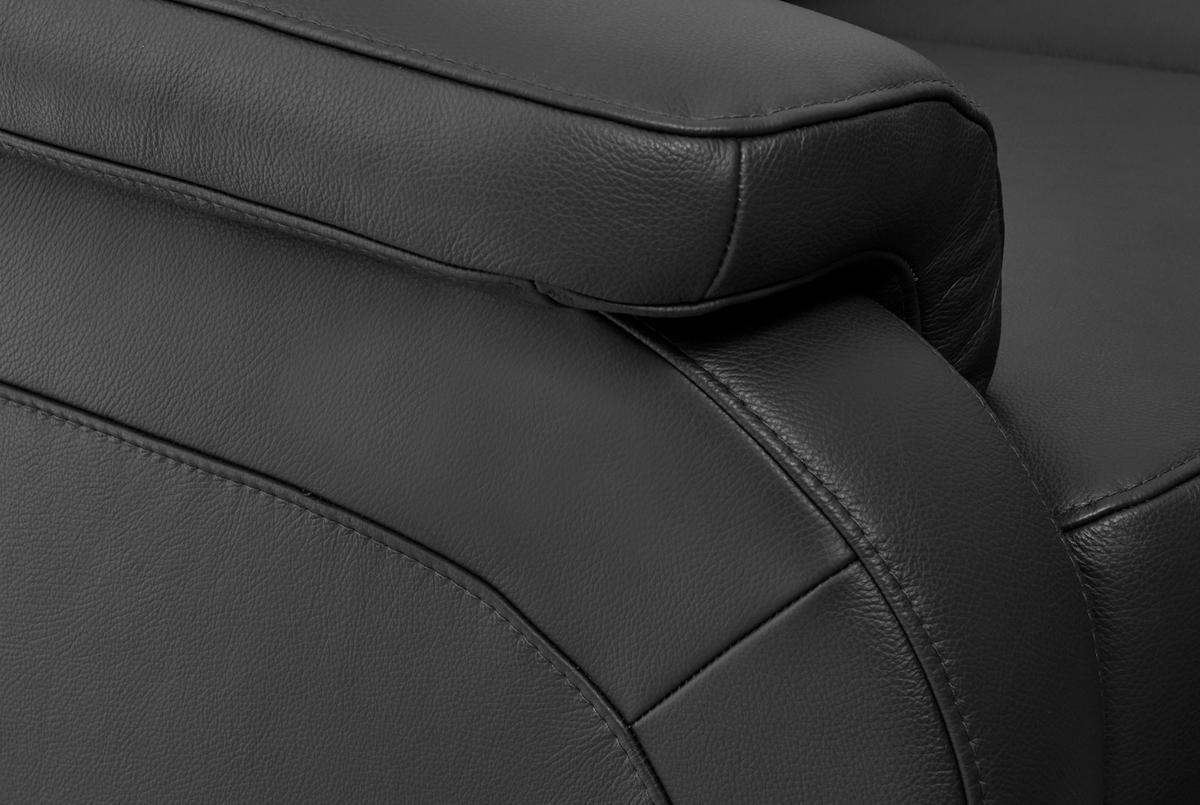 WOHNLANDSCHAFT in Echtleder Anthrazit  - Anthrazit/Alufarben, Konventionell, Leder/Metall (239/329/165cm) - Beldomo Premium