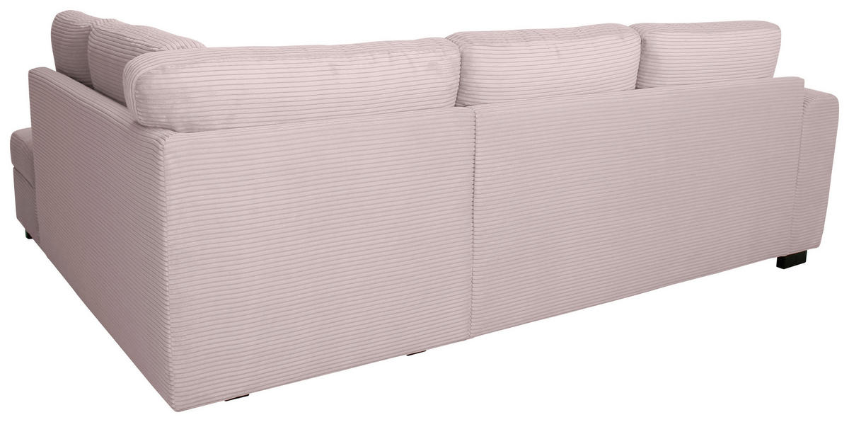 ECKSOFA JOHN Rosa Cord Rückenkissen, Bettkasten, Liegefläche im Originalstoff  - Schwarz/Rosa, Trend, Kunststoff/Textil (239/178cm) - P & B
