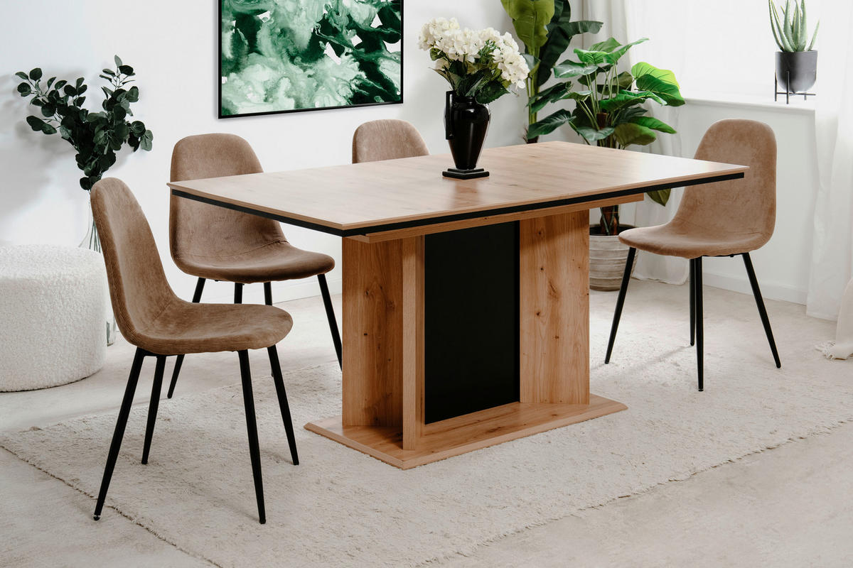 ESSTISCH in Holzwerkstoff 160-200/90/76 cm  - Schwarz/Eiche Artisan, Modern, Holzwerkstoff (160-200/90/76cm) - MID.YOU