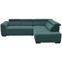 ECKSOFA in Chenille Blau   - Blau/Schwarz, Design, Kunststoff/Textil (284cm) - Xora