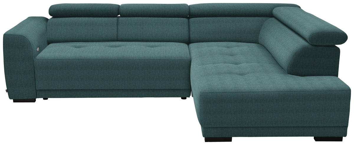 ECKSOFA in Chenille Blau   - Blau/Schwarz, Design, Kunststoff/Textil (284cm) - Xora