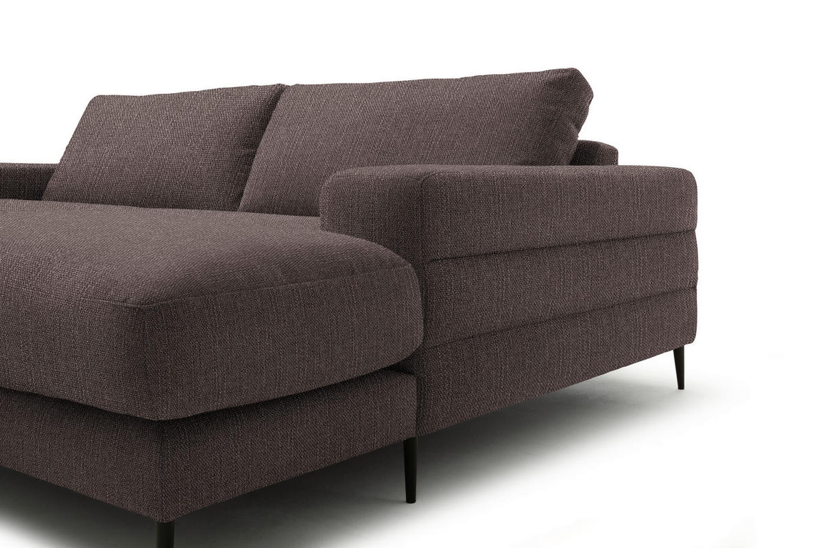 ECKSOFA in Flachgewebe Hellbraun  253/177 cm  - Hellbraun/Schwarz, Design, Textil/Metall (253/177cm) - Dieter Knoll