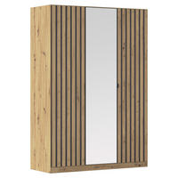 DREHTÜRENSCHRANK  in Grau, Eiche Artisan  - Eiche Artisan/Grau, MODERN, Holzwerkstoff/Metall (136/197/54cm) - Rauch Möbel