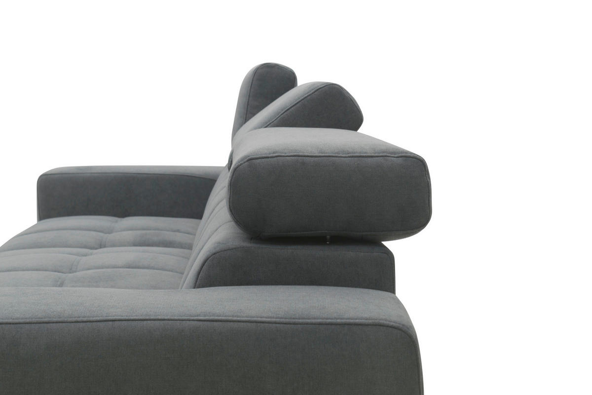 ECKSOFA TRENTO Dunkelgrau Mikrofaser  - Dunkelgrau/Schwarz, MODERN, Textil/Metall (287/175cm) - MID.YOU