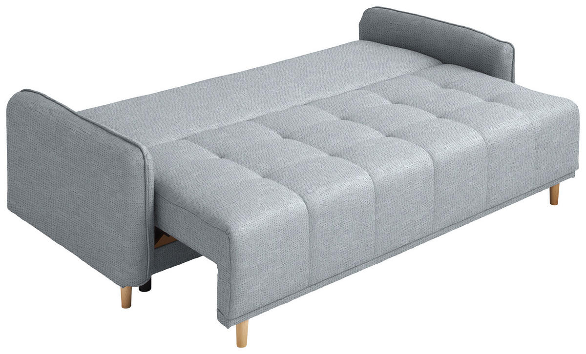 SCHLAFSOFA  in Chenille Hellgrau  - Buchefarben/Hellgrau, Design, Holz/Textil (217/97/101cm) - Carryhome