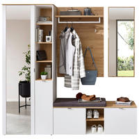 PŘEDSÍŇOVÁ STĚNA, bílá, dub artisan, 206/202/38 cm - bílá/dub artisan, Design, kompozitní dřevo/textil (206/202/38cm) - Xora