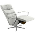 RELAXSESSEL in Leder Silberfarben - Chromfarben/Silberfarben, Design, Leder/Metall (64/112/80cm) - Cantus