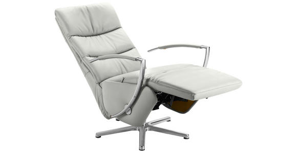 RELAXSESSEL in Leder Silberfarben - Chromfarben/Silberfarben, Design, Leder/Metall (64/112/80cm) - Cantus