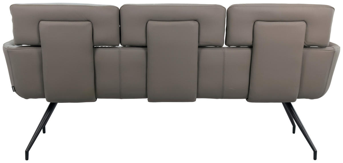 SITZBANK 200/91/70 cm Echtleder Schwarz, Dunkelgrau  - Dunkelgrau/Schwarz, Design, Leder/Metall (200/91/70cm) - Dieter Knoll