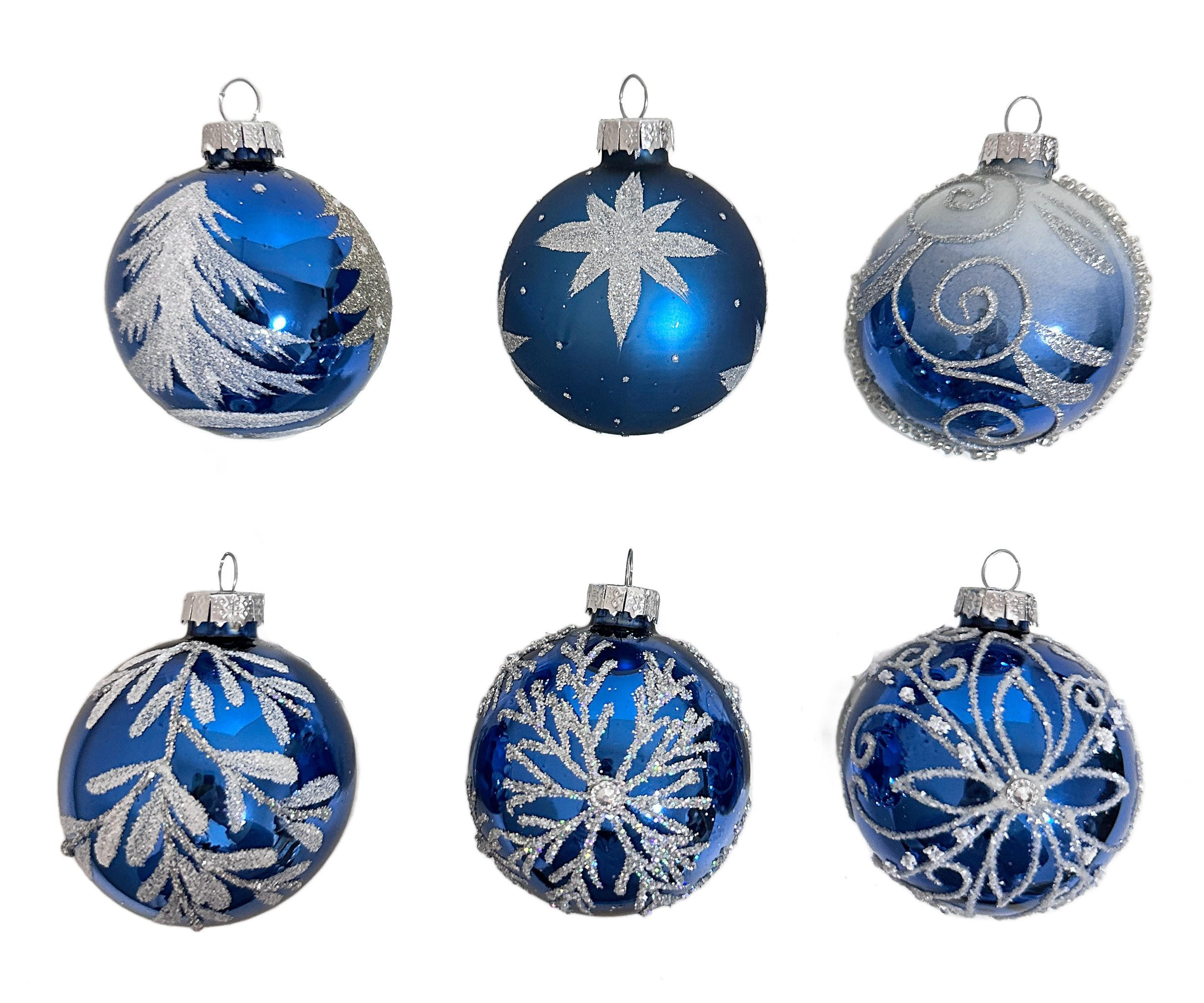 GLOB DE CRĂCIUN - albastru/alb, Lifestyle, plastic/sticlă (6cm) - X-Mas