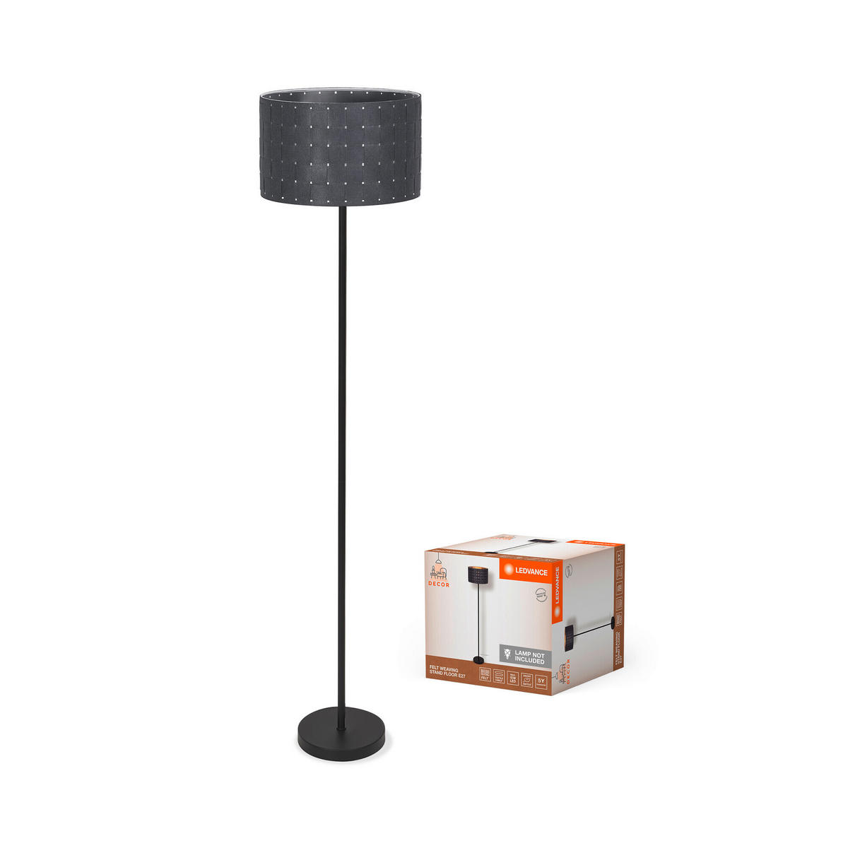 STEHLEUCHTE 35/156 cm    - Dunkelgrau, KONVENTIONELL, Naturmaterialien/Metall (35/156cm) - Ledvance