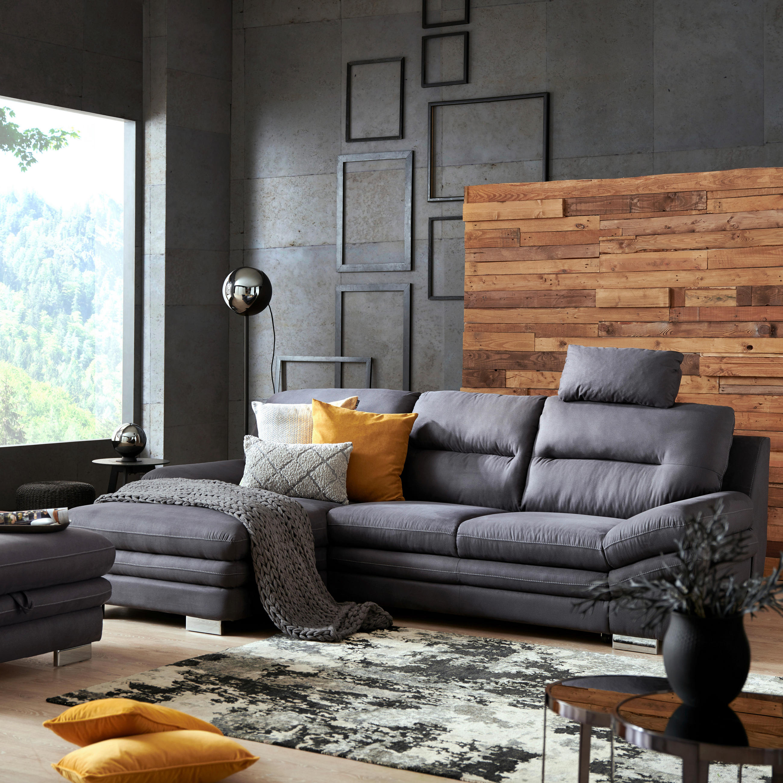 SEDEŽNA GARNITURA, mikrovlakna antracit  - barve kroma/antracit, Design, tekstil (270/92/101cm) - Stylife