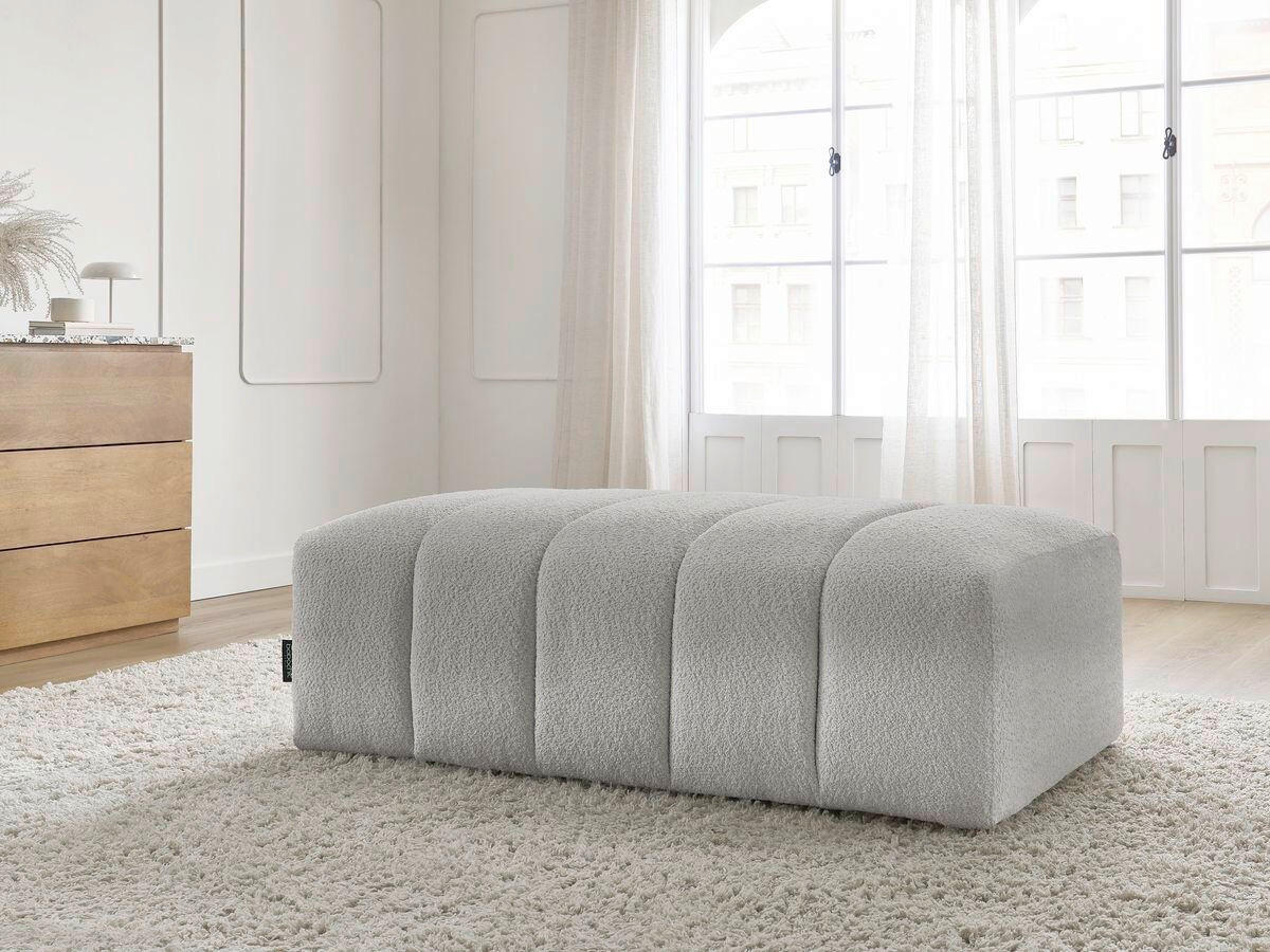 HOCKER ANNECY Bouclé Hellgrau  - Hellgrau/Schwarz, MODERN, Kunststoff/Textil (146/45/68cm)
