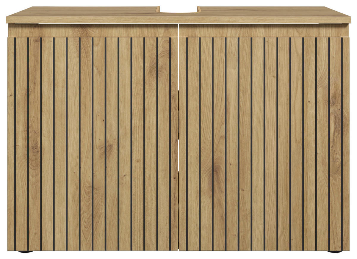 WASCHBECKENUNTERSCHRANK 80/57/36 cm  - chêne artisan/noir, Modern, matière synthétique/matériau de bois (80/57/36cm) - MID.YOU