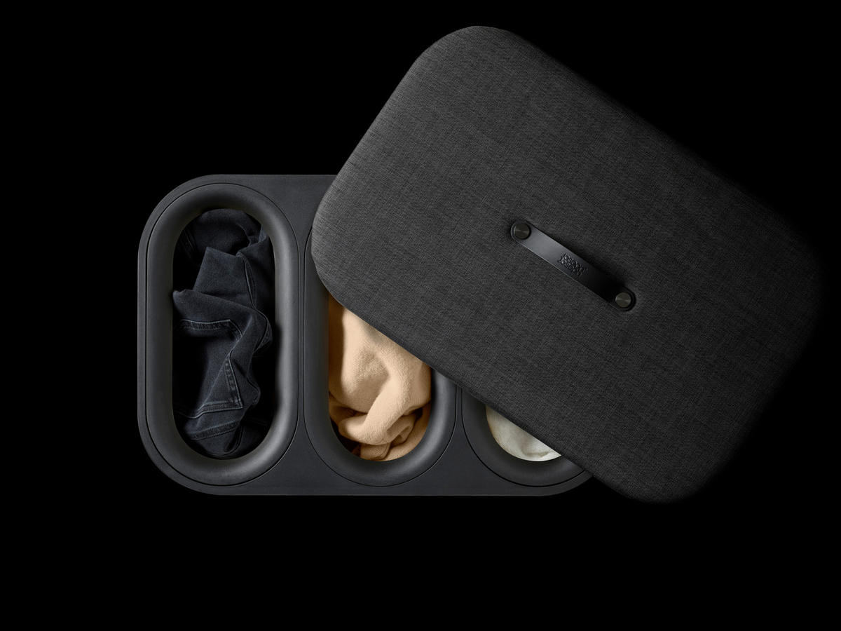 WÄSCHESAMMLER - Schwarz, Basics, Leder/Naturmaterialien (60,8/73,5/40,6cm) - Joseph Joseph