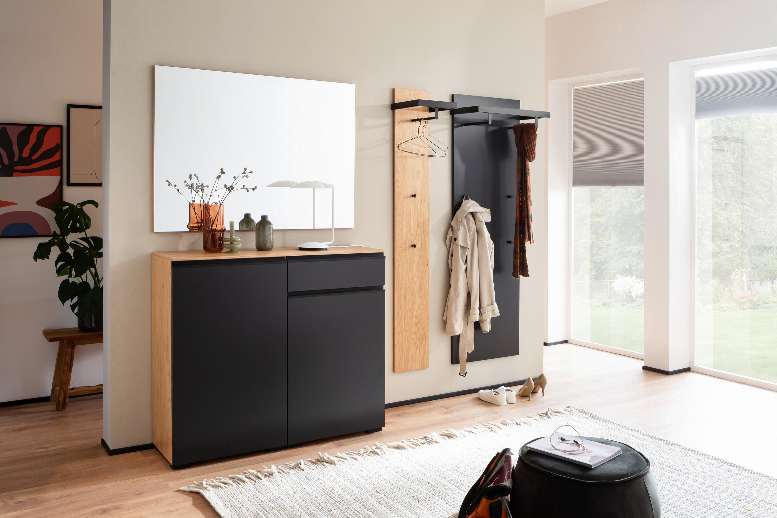 GARDEROBE 4-teilig  in 120/200/38 cm  - Eichefarben/Anthrazit, Design, Holz/Holzwerkstoff (120/200/38cm) - Moderano