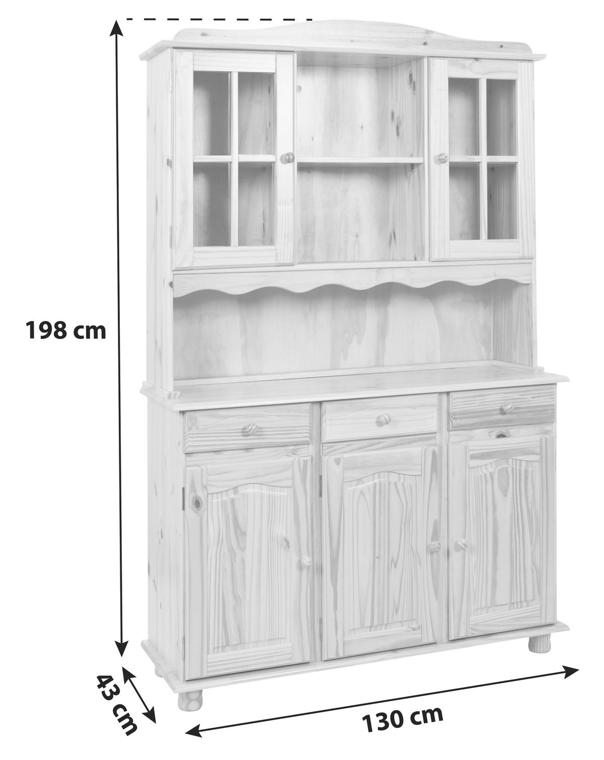 KREDENC, borovice, barvy borovice, 130/198/43 cm - barvy borovice, Lifestyle, dřevo (130/198/43cm) - MID.YOU