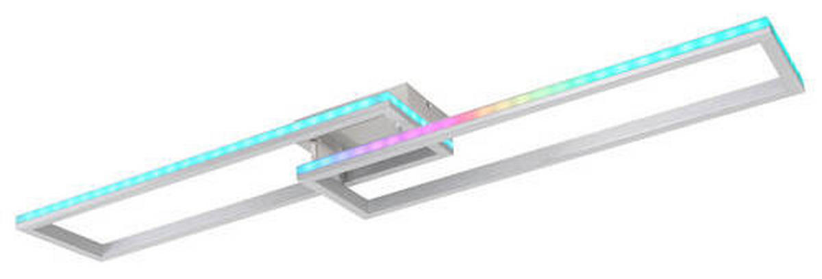 LED-DECKENLEUCHTE 40 W    119,5/25,5/10 cm  - Silberfarben/Opal, Design, Kunststoff/Metall (119,5/25,5/10cm) - Globo