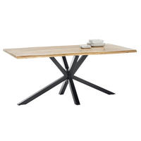 ESSTISCH 200/100/80 cm Echtholz  Holz, Metall rechteckig Naturfarben, Schwarz  - Schwarz/Naturfarben, MODERN, Holz/Metall (200/100/80cm) - MID.YOU
