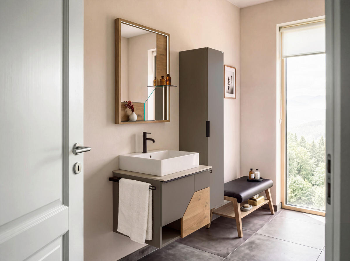 WASCHTISCHKOMBI 64 cm  - Taupe/Wildeiche, LIFESTYLE, Holz/Keramik (64cm) - Voglauer