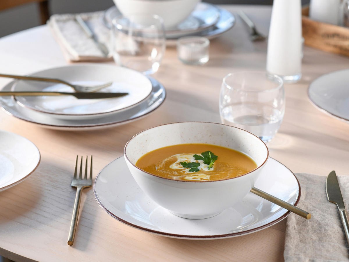 TAFELSERVICE Weiß, Grauweiß Vintage Nature Weiss 12-teilig  - Grauweiß/Weiß, Basics, Keramik - Creatable