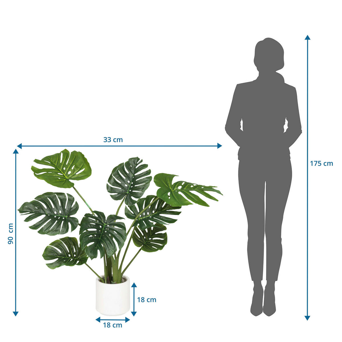 UMĚLÁ ROSTLINA monstera  - bílá/zelená, Moderní, plast (33/90/37cm) - MID.YOU