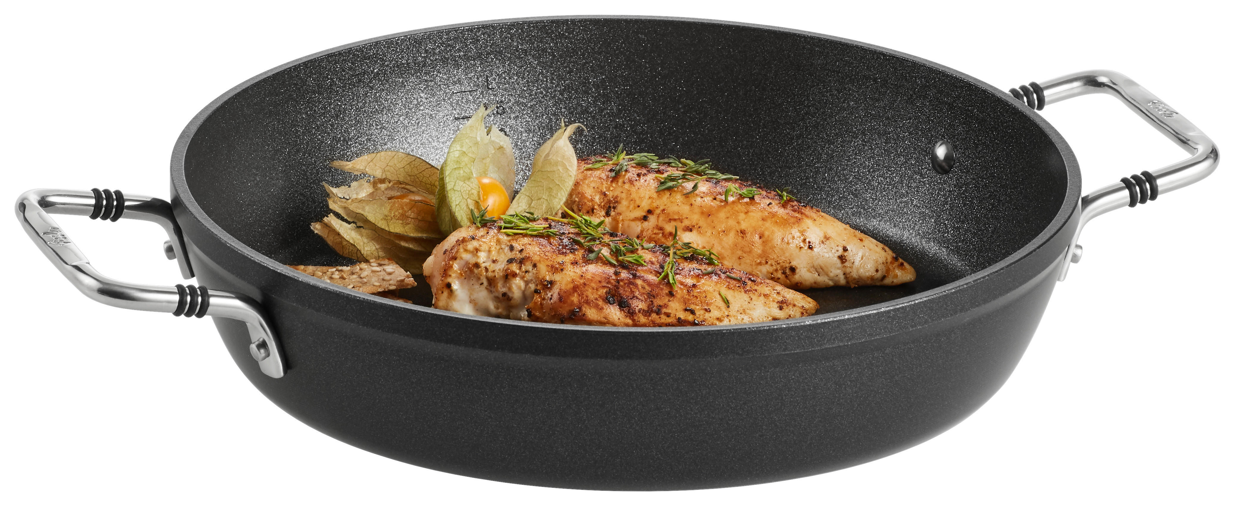 SERVIERPFANNE  - Schwarz, Basics, Metall - Fissler